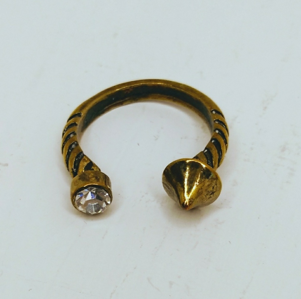 Brass tone ring with crystal